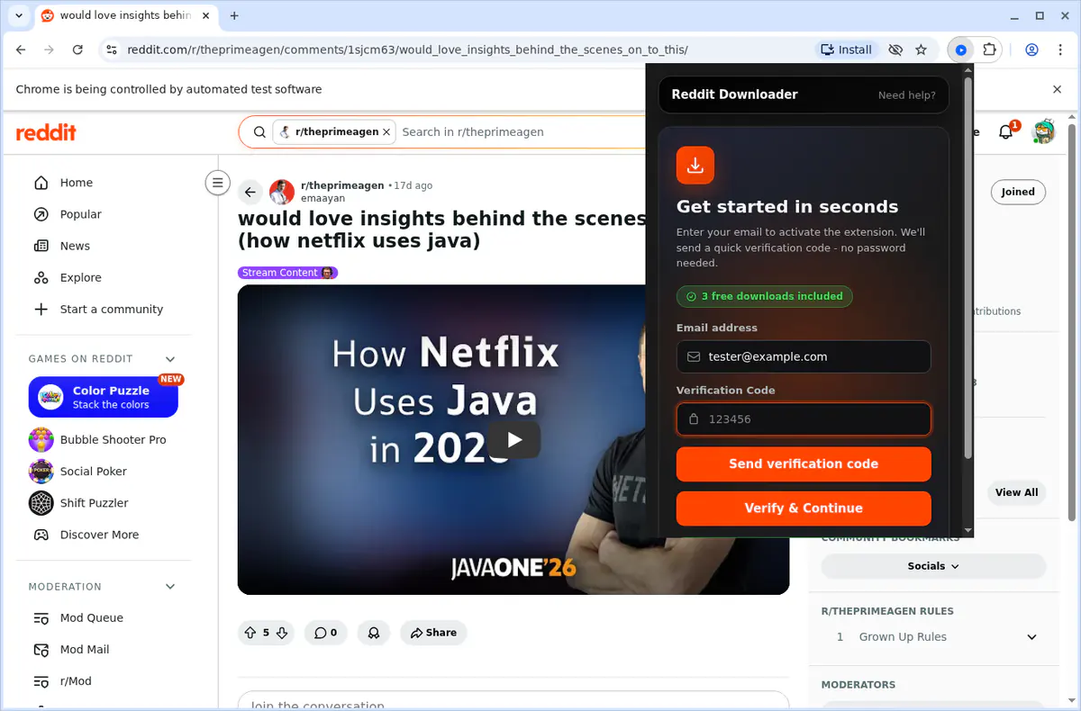 Reddit Video Downloader browser extension screenshot 5